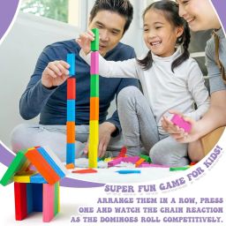 littlelovik 120 pcs Colorful Educational Domino Set for Kids, Domino Racing Block Set image 3