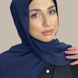 Solid Georgette Women Dark Blue Stole-image-32