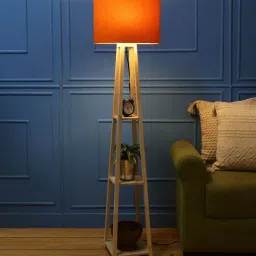 sanded edge Sunny 3 Shelves Floor Lamp In Natural Wood Color Finish-picture-15