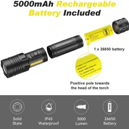 hasthip Super Bright 3000 Lumens Rechargeable LED Flashlight 5000mAh Torch image 3