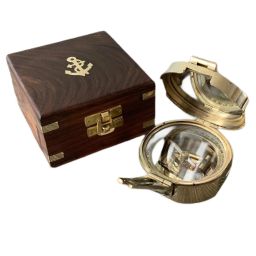 Brass Brunton Compass With Wooden Box Collectible Gift Compass-40