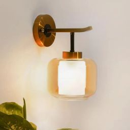 kapoor lampshades Gold Braelyn Single Light Glass & Metal Wall Light-picture-13