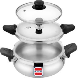 By United Ekta Engg. Aluminium Duo Lid 2 in 1 Multipurpose All in one 5 L Induction Bottom Pressure Cooker-image-8