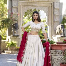Self Design Semi Stitched Lehenga Choli-image-34