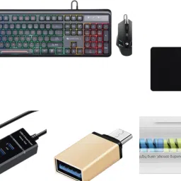 Groovimuzic 5 in 1 Combo Zebronics keyboard & mouse,pad,3.0 hub,Otg C-Type & wire protector Combo Set-image-60