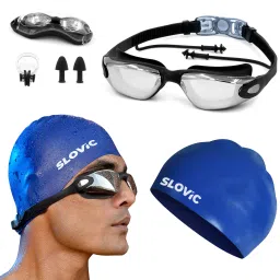 Goggles & Cap for Adults | Changeable Nose Bridge | Anti-Fog | Combo Swimming Kit-image-91