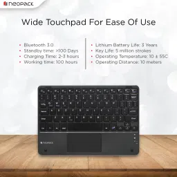 Neopack Universal Keyboard Folio 10 to 11" Case With Bluetooth Standard Tablet Keyboard Compatible with Desktop, Laptop, Tablet, iPad, Mac Easy to Use,Plug and Play,Quick, Comfy Durable body image 3
