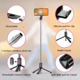 THEMRCREATIOn All in One Extendable Selfie Stick BR1 Bluetooth Selfie Tripod Stand Holder Tripod, Tripod Kit, Monopod image 2