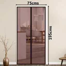 Magnetic Door Mosquito Net Screen 195cm Height x 75cm Width -Brown Colour Insect Net-image-97