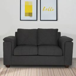 woodsworth from pepperfry Andres Chenille Fabric 2 Seater Sofa In Charcoal Grey Colour-picture-17