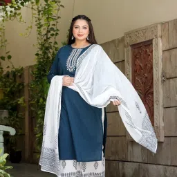 Women Viscose Rayon Kurta Palazzo Dupatta Set-image-51