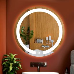 Round Wall Mirror with touch sensor & Light for wall Size 24" X 24" Bathroom Mirror-image-73