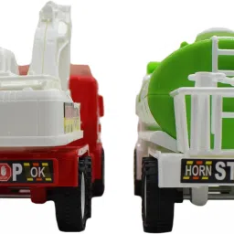 neoinsta shopping Set of 2 Combo Friction based Red|White JCB and White|Green oil tanker trucks image 3