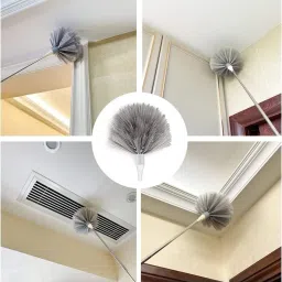 indiwarrior 3 in 1 Microfiber Feather Extendable & Bendable Duster with Long Extension Pole Wet and Dry Duster Set image 2