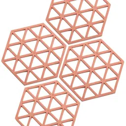 PVC Coaster Heavy-B2-Triangle-Red_4,Pack of 4 Silicone Trivet-3
