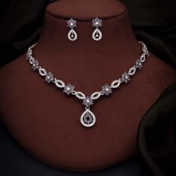 Brass Gold-plated Silver, White, Purple Jewel Set-image-36