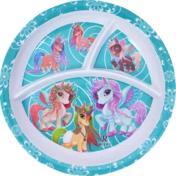Unicorn Cartoon Printed Kids Dinner Plate 3 Section Circle Shape Plate Dinner Plate-image-75