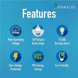 syska 9 W Basic Round B22 LED Bulb image 3