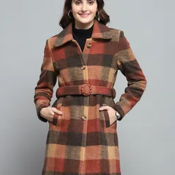 monte carlo Yarn Blend Checkered Coat For Women-picture-33