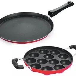 Premium Non-Stick Appam Patra 23cm and Dosa Tawa 27cm Combo, Paniarakkal Set with Lid 2 L capacity 23 cm, 27 cm diameter-picture-26