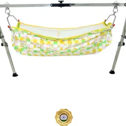 Nri Foldebale Born Baby Sleep Swing Cradle Ghodiyu/Palna/Zula (silver) Crib Cartoon-image-2