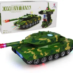 ichoice Deformation Combat Tank Transform Robot Toy with Light & Music Automatic Transforming Robot Tank Toy for Kids with Bump Function image 3