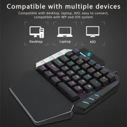 Confiavel One Hand Non Mechanical Gaming Keyboard 4 in 1 and Backlit Mouse Combo Bluetooth Handheld Gaming Keyboard image 2