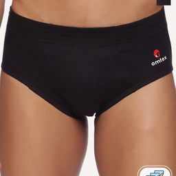 Omtex Men Pack Of 2 Black Solid Cotton Basic Briefs-58