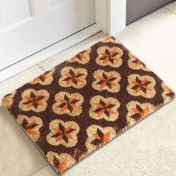 HOKIPO Brown & Maroon Printed Anti-Skid Coir Doormat-image-60