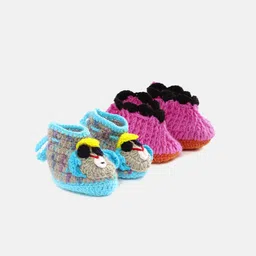 CHUTPUT Kids Set of 2 Blue & Pink Crochet Booties-39