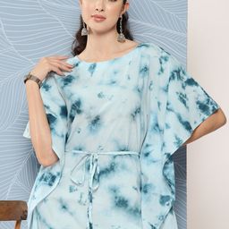 Janasya Dyed Flared Sleeves Kaftan Kurta With Tie-Ups Detail-picture-14