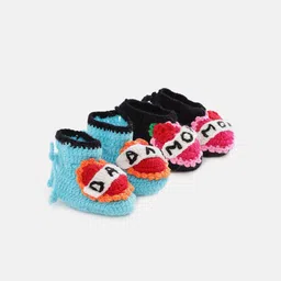 CHUTPUT Kids Set of 2 Blue & Pink Crochet Booties-40