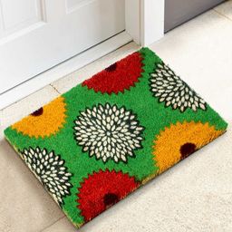 HOKIPO Green & Yellow Printed Anti-Skid Coir Doormat-13