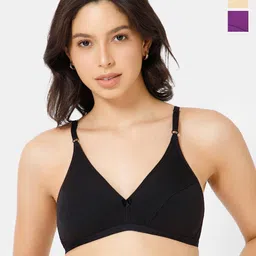 intimacy LINGERIE Pack of 3 Medium Coverage All Day Comfort Cotton Plunge Bras-picture-18