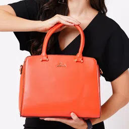 Lavie Ushawu Women Coral Orange Medium Dome Satchel-17