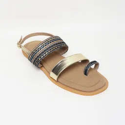 GLAM STORY Women Printed Ethnic Open Toe Flats with Bows-image-13