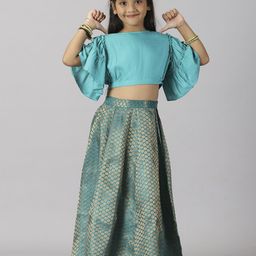 KiddoPanti Girls Woven Design Ready to Wear Lehenga Choli-picture-26