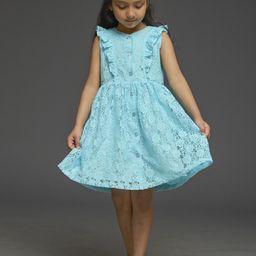 KidsDew Girls Floral Self Design Ruffles Fit & Flare Dress-image-48