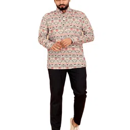 Bought First Geometric Printed Slim Fit Cotton Wool Kurta-image-57
