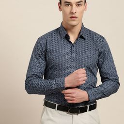SOJANYA Men Blue Classic Regular Fit Printed Formal Shirt-image-60