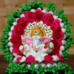 eCraftIndia Green & Pink Handcrafted Ganesha Idol Showpiece-image-39