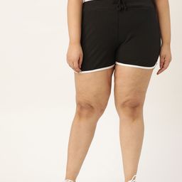 Rute Women Black Solid Plus Size Slim Fit Regular Shorts-image-20