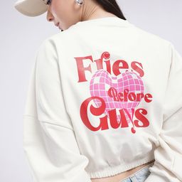 glitchez Cool Chic Typography Printed Cotton Terry Oversized Boxy Fit Crop Sweatshirt-image-25