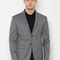 Allen Solly Men Grey Checked Single-Breasted Slim-Fit Blazer-picture-10