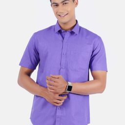 Ramraj Men Purple Solid Pure Cotton Casual Shirt-image-88