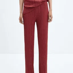 MANGO Women Pleated Straight Fit Knitted Trousers-image-36