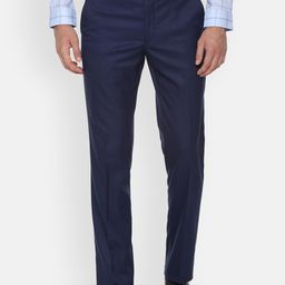 Louis Philippe Men Navy Blue Slim Fit Self Design Formal Trousers-image-76