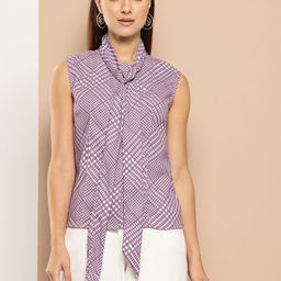 her by invictus Geometric Print Tie-Up Neck Top-picture-7