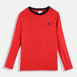 ADIDAS Boys Red & Black Solid PLN LS T-shirt-picture-11