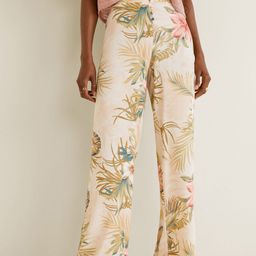 MANGO Women Beige & Green Straight Fit Tropical Printed Parallel Trousers-image-32